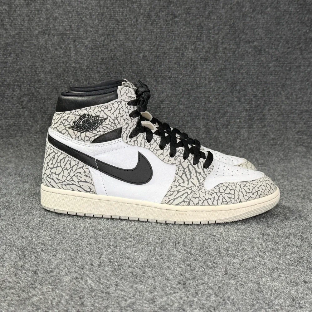Jordan 1 Retro High OG Shoes Men's 10 White Cement Athletic Basketball Sneakers
